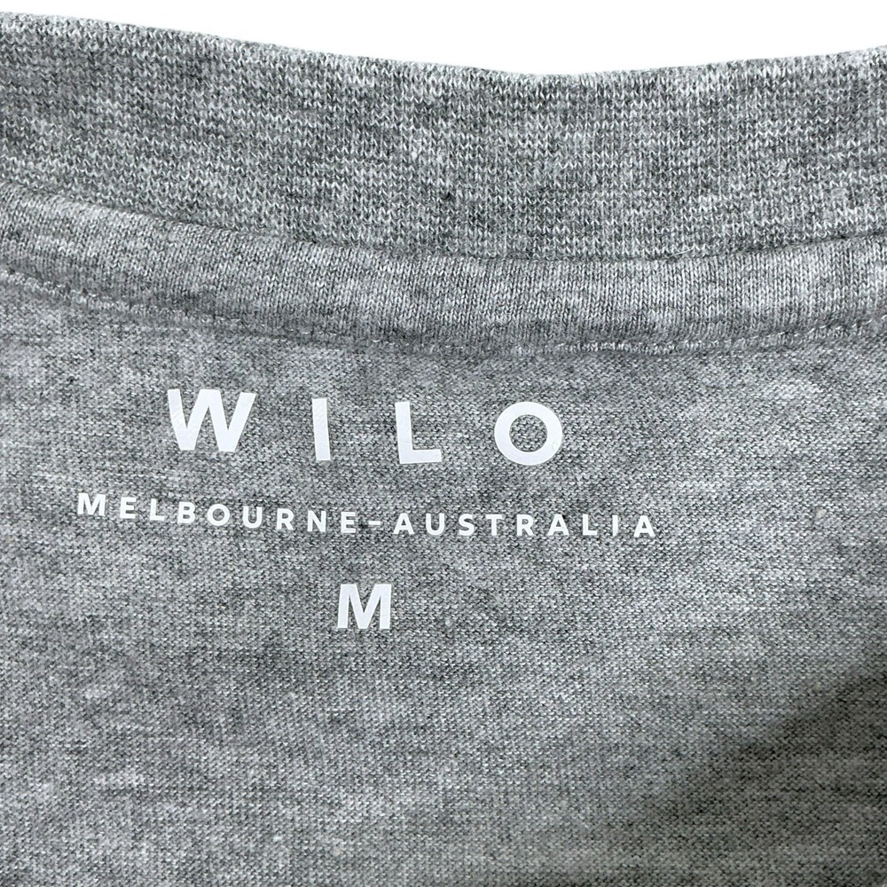 Wilo The Label T-Shirt Women Medium Gray Short Sleeve Graphic Logo Semi-Crop - Picture 3 of 13